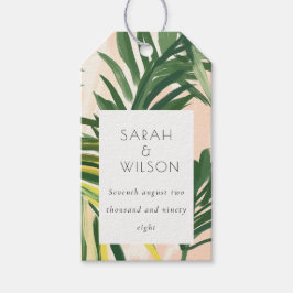 Boho  Grönt Tropical Handflatan Beach Wedding Presentetikett