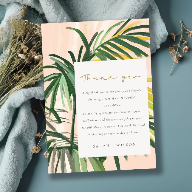 Boho  Grönt Tropical Handflatan Beach Wedding Tack Kort (Skapare uppladdad)
