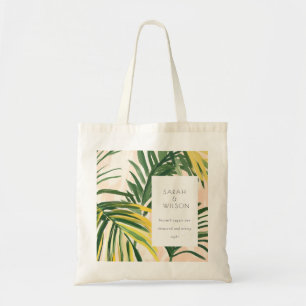 Boho Grönt Tropical Handflatan Beach Wedding Tygkasse