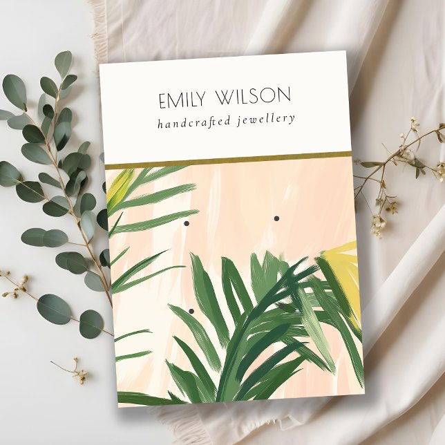 Boho  Grönt Tropical Handflatan Löv 2 Uppläsning Visitkort (Skapare uppladdad)