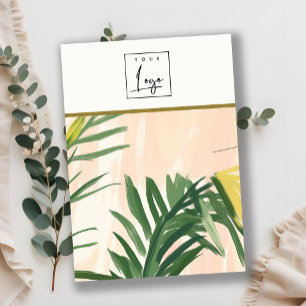 Boho Grönt Tropical Handflatan Löv Necklace Logot Visitkort