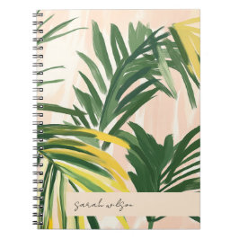Boho  Grönt Tropical Handflatan Lövs Beach Anteckningsbok