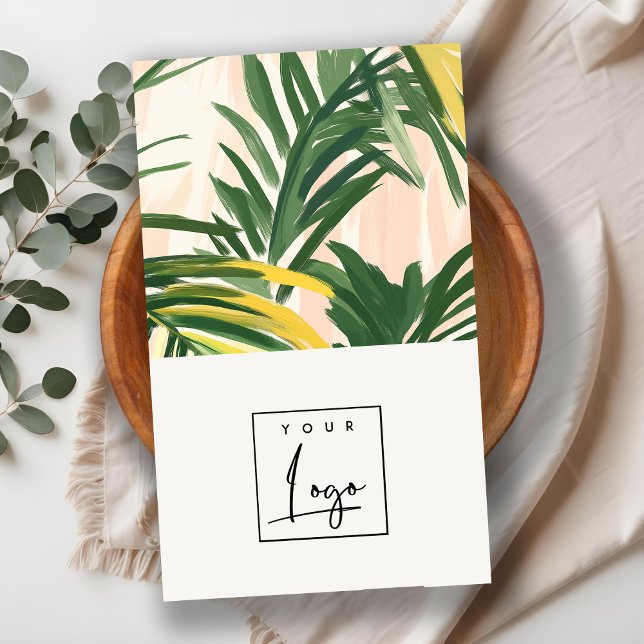Boho  Grönt Tropical Handflatan Lövs Beach Logotyp Visitkort (Skapare uppladdad)