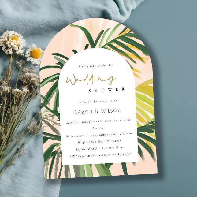 Boho  Grönt Tropical Handflatan Möhippa Inbjudningar (Skapare uppladdad)