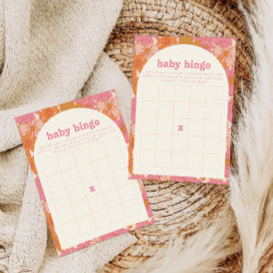 Boho Groovy Baby Bingo Baby Shower Game Card OSA Kort