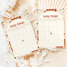 Boho Groovy Baby Bingo Baby Shower Game Card OSA Kort
