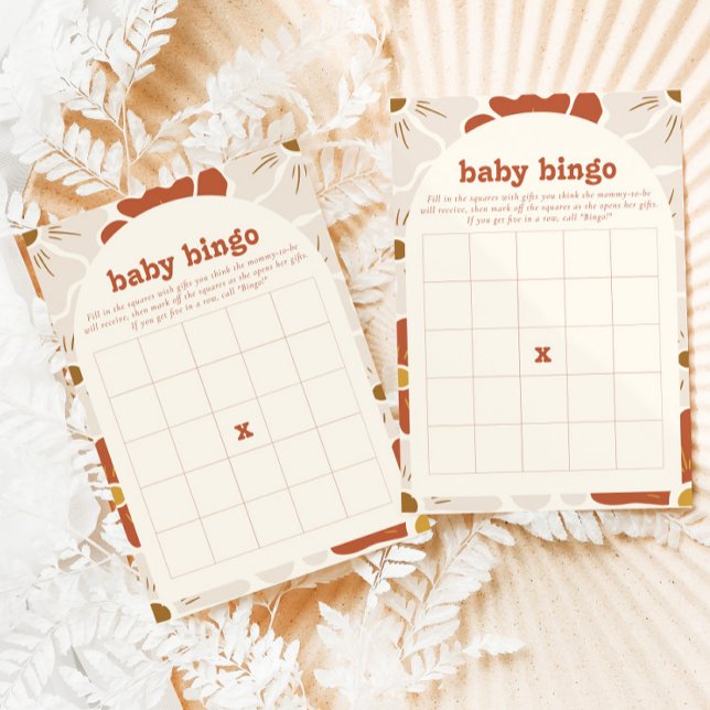 Boho Groovy Baby Bingo Baby Shower Game Card OSA Kort (Skapare uppladdad)