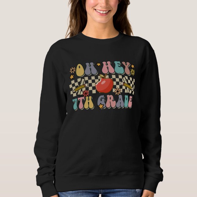 Boho Groovy Back to School Oh Hey 7th Grade Sevent T Shirt (Framsida)