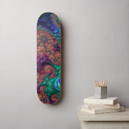 Boho Groovy Colorful Jewel Tone Abstrakt Fractal Mini Skateboard Bräda 18,5 Cm