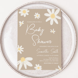 Boho Groovy Daisy Baby Shower Inbjudningar