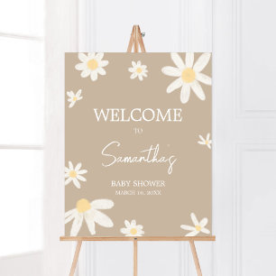 Boho Groovy Daisy Baby Shower Välkommen Poster