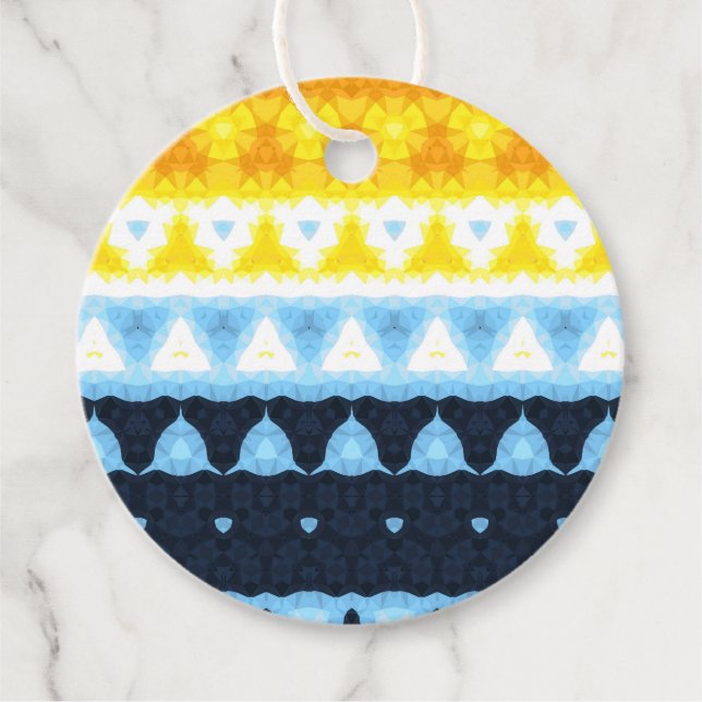 Boho Groovy Geometric Abstrakt AroAce Pride Flagga Gåvor Etiketter (Framsida)