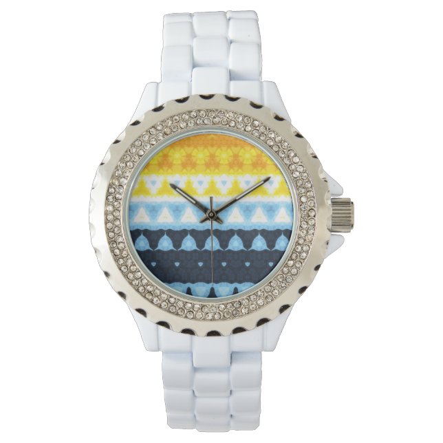 Boho Groovy Geometrisk Abstrakt AroAce Pride Flagg Armbandsur (Framsida)