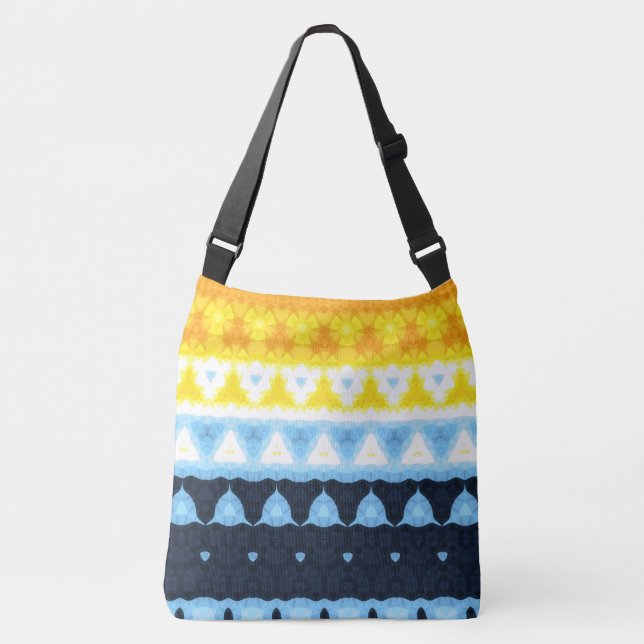 Boho Groovy Geometrisk Abstrakt AroAce Pride Flagg Axelväska (Framsida)