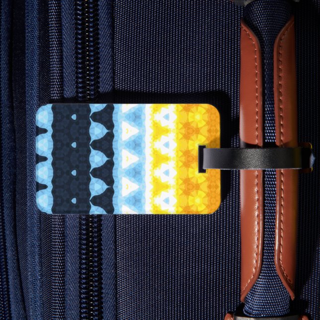 Boho Groovy Geometrisk Abstrakt AroAce Pride Flagg Bagagebricka (Baksida Insitu 2)