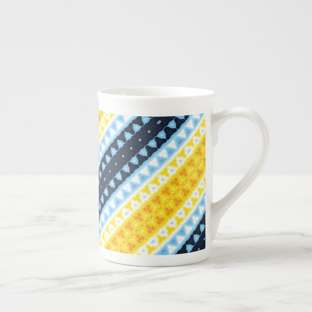 Boho Groovy Geometrisk Abstrakt AroAce Pride Flagg Benporslin Mugg (Höger)