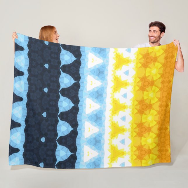 Boho Groovy Geometrisk Abstrakt AroAce Pride Flagg Fleecefilt (På plats)