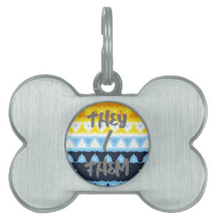 Boho Groovy Geometrisk Abstrakt AroAce Pride Flagg ID-bricka Husdjur