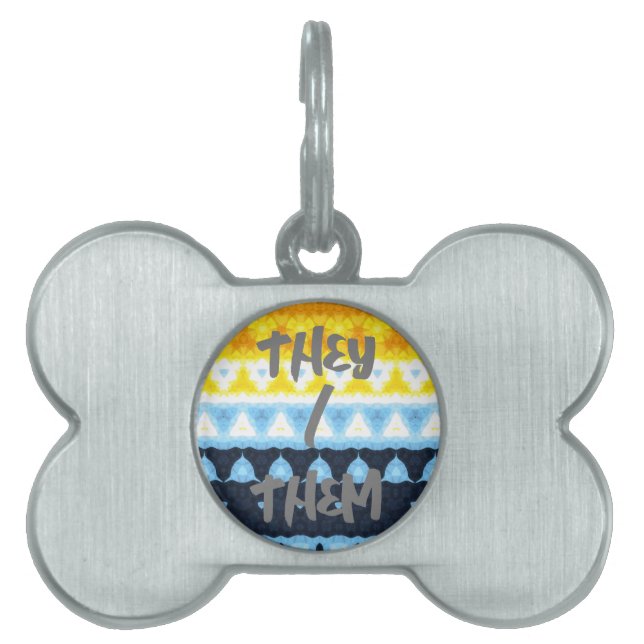 Boho Groovy Geometrisk Abstrakt AroAce Pride Flagg ID-bricka Husdjur (Framsidan)