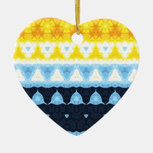 Boho Groovy Geometrisk Abstrakt AroAce Pride Flagg Julgransprydnad Keramik (Framsidan)