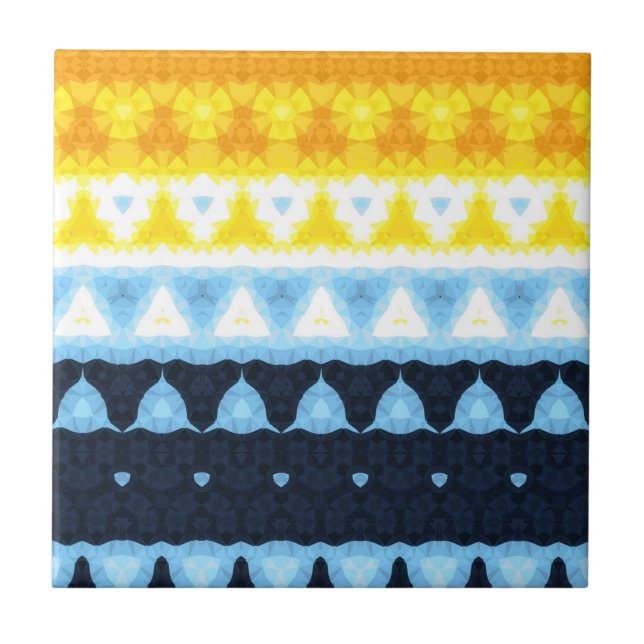 Boho Groovy Geometrisk Abstrakt AroAce Pride Flagg Kakelplatta (Framsidan)