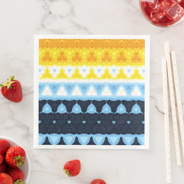 Boho Groovy Geometrisk Abstrakt AroAce Pride Flagg Pappersservett (Insitu)