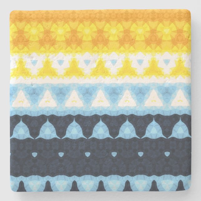Boho Groovy Geometrisk Abstrakt AroAce Pride Flagg Stenunderlägg (Framsidan)