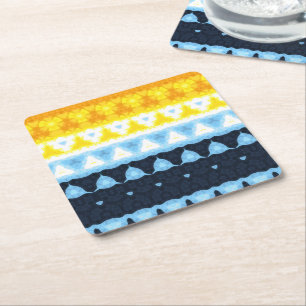 Boho Groovy Geometrisk Abstrakt AroAce Pride Flagg Underlägg Papper Kvadrat