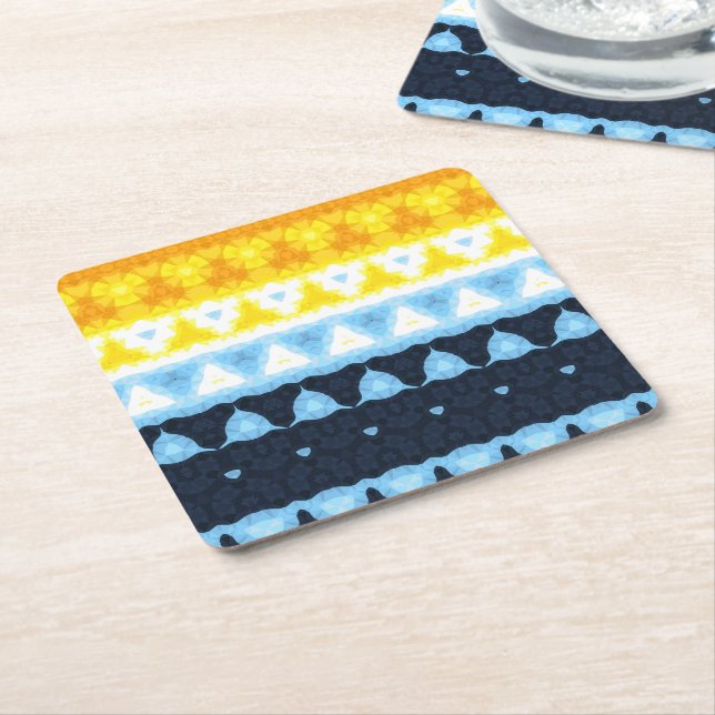 Boho Groovy Geometrisk Abstrakt AroAce Pride Flagg Underlägg Papper Kvadrat (Vinklad)