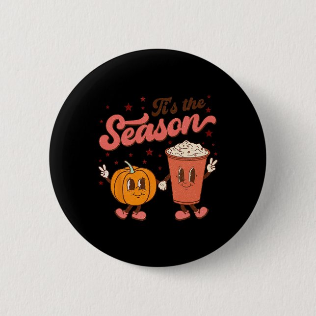 Boho Groovy Tis Season Cute Pumpkin Spice Fall Knapp (Framsida)