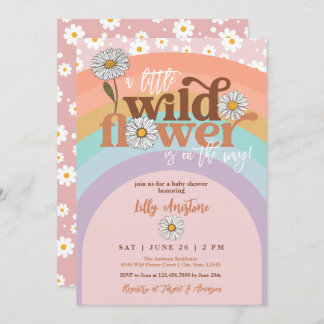 Boho Groovy Wildblomma Baby Shower-inbjudan Inbjudningar