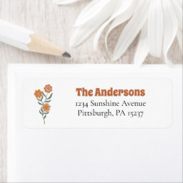 Boho Groovy Wildblommes returadressetikett Returadress Etikett