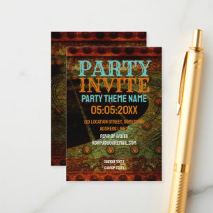 Boho Grunge Guitar Music Party Inbjudan kort