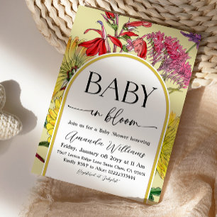Boho-gul blommande Baby in Bloom-babysemester Inbjudningar