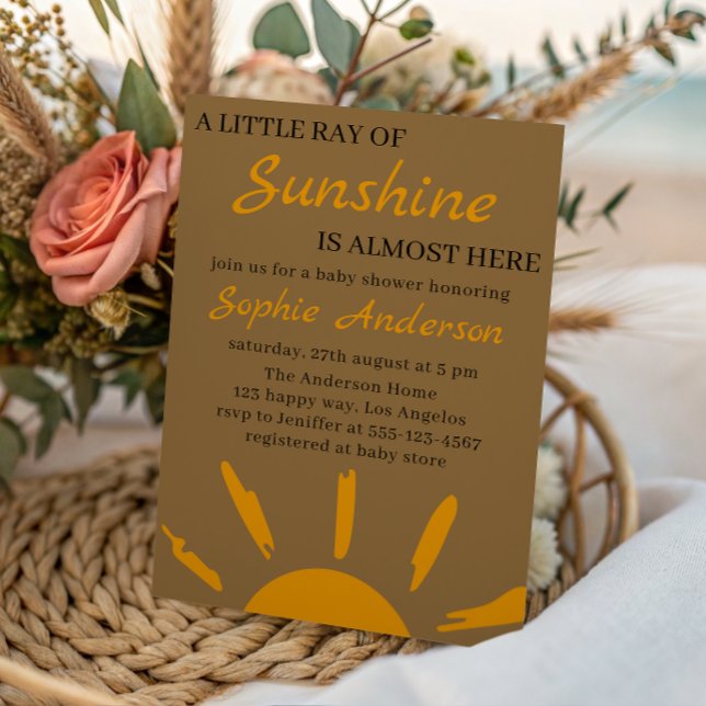 Boho Gul En Stråle Av Solsken Baby Shower Inbjudningar (Skapare uppladdad)