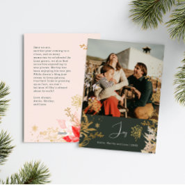 Boho Guld Blommigt Joy Lodrät Photo jul Julkort
