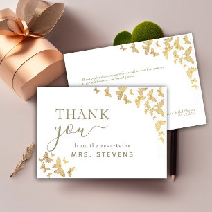 Boho Guld Butterfly Script Möhippa Tack Kort