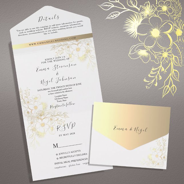 Boho Guld Förgylld Blommig Bröllop (Skapare uppladdad)