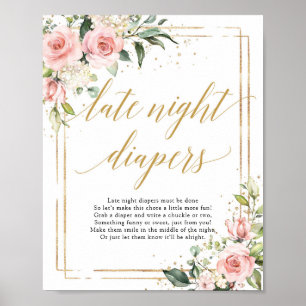 Boho guld glitter blommigt för sent på natten poster