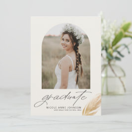 Boho Guld Glitter Feather Photo Studenten Meddelande