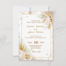 Boho Guld Glitter Pampas Gräs & Orchid Bröllop