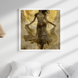 Boho Guld guddess Aesthetic Wall Art Poster