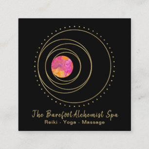 *~* Boho Guld Helig Geometry Luna Måne Lunar Fyrkantigt Visitkort