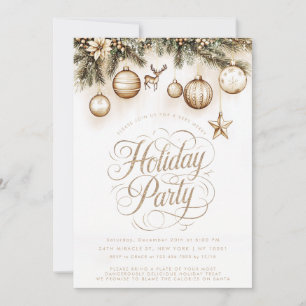 Boho Guld Ornaments Baubles jul Party Inbjudningar