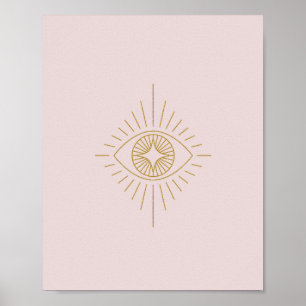 Boho Guld & PinkDiamond Öga Dorm Room Wall Art Poster