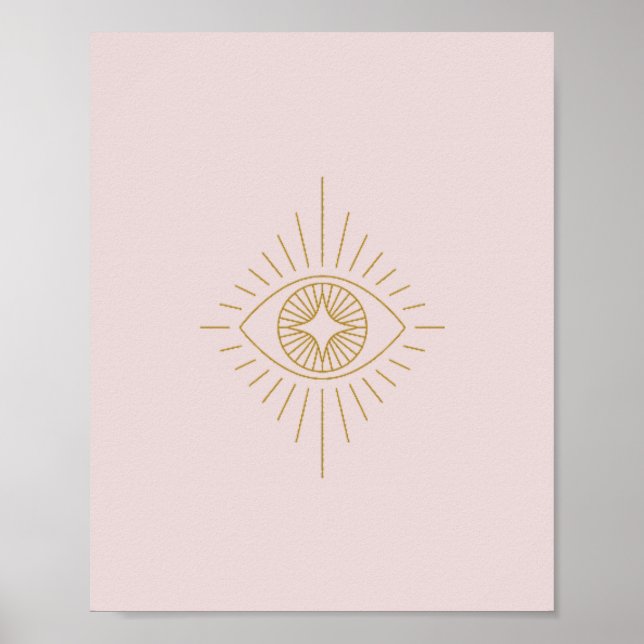 Boho Guld & PinkDiamond Öga Dorm Room Wall Art | Poster (Framsidan)