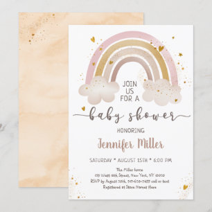 Boho Guld Rainbow Clouds Babyskor Inbjudningar