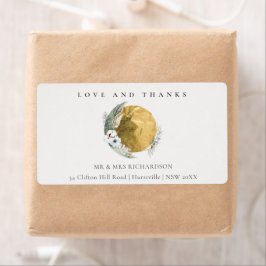 Boho Guld Saga Grönt  Blommigt Utandning Adress Fraktsedel