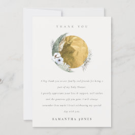 Boho Guld Saga Grönt  Blommigt Utandning Babykläde Tack Kort