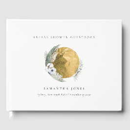 Boho Guld Saga Grönt  Blommigt Utandning Möhippa Gästböcker